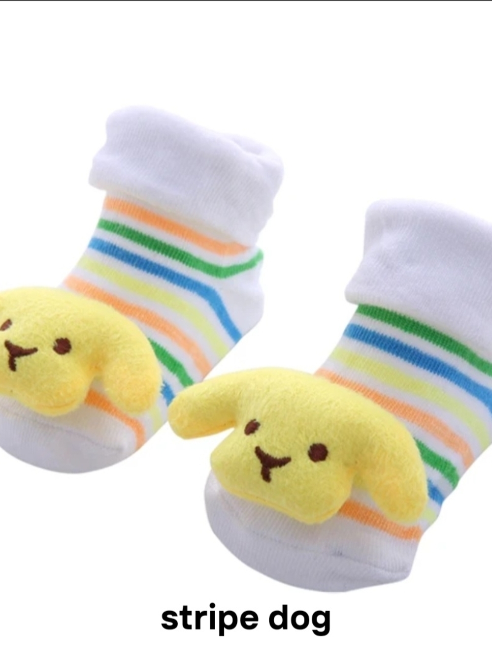 Baby Socks Striped with Yellow Plush Puppy NWOT